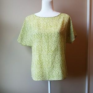 Loft green pattern shirt shortsleeve top blouse